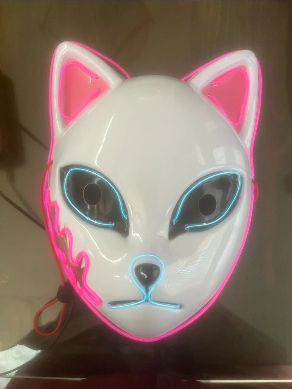Neon Pink & White Cat LED Mask for Pets Cat